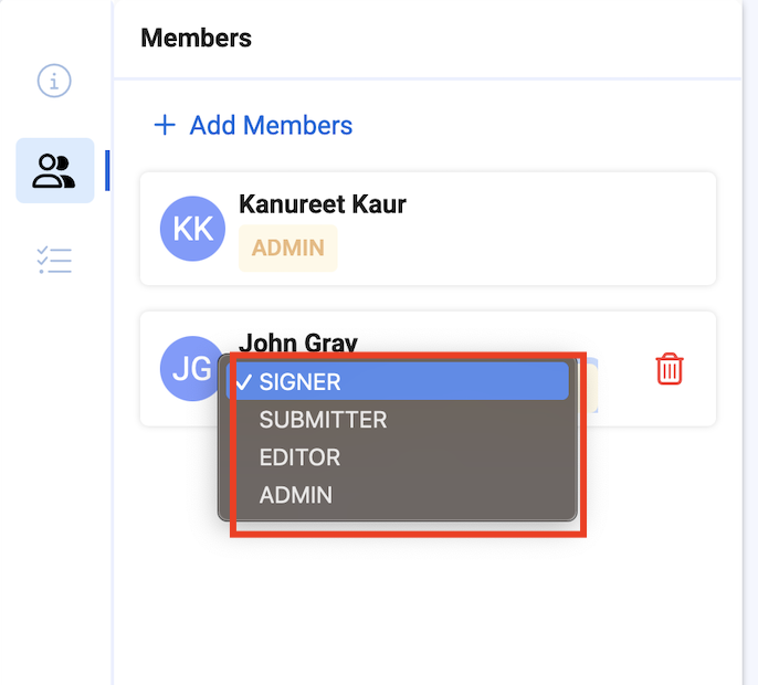 ‘Add Member’ button on the bottom right corner of the screen