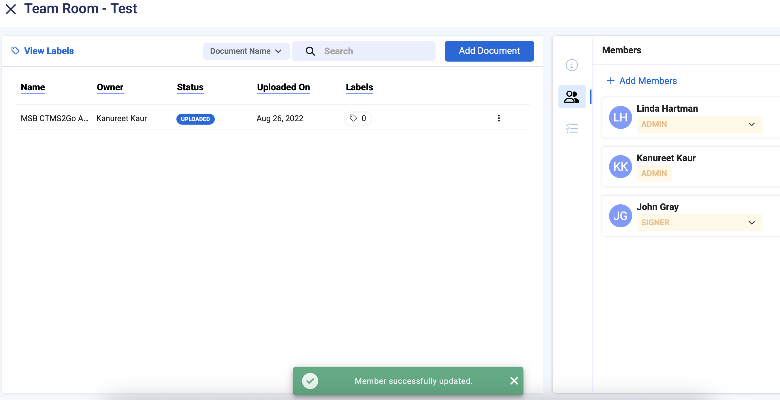 ‘Add Member’ button on the bottom right corner of the screen